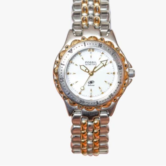 Fossil Two-Tone Silver Gold Stainless Steel Quartz Watch White Dial - Picture 1 of 4